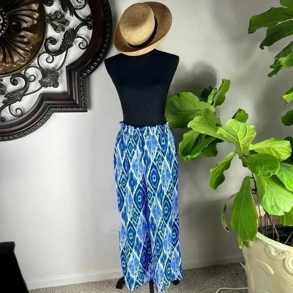 Sara Studio Women’s Ocean Blues Palazzo Pants Large